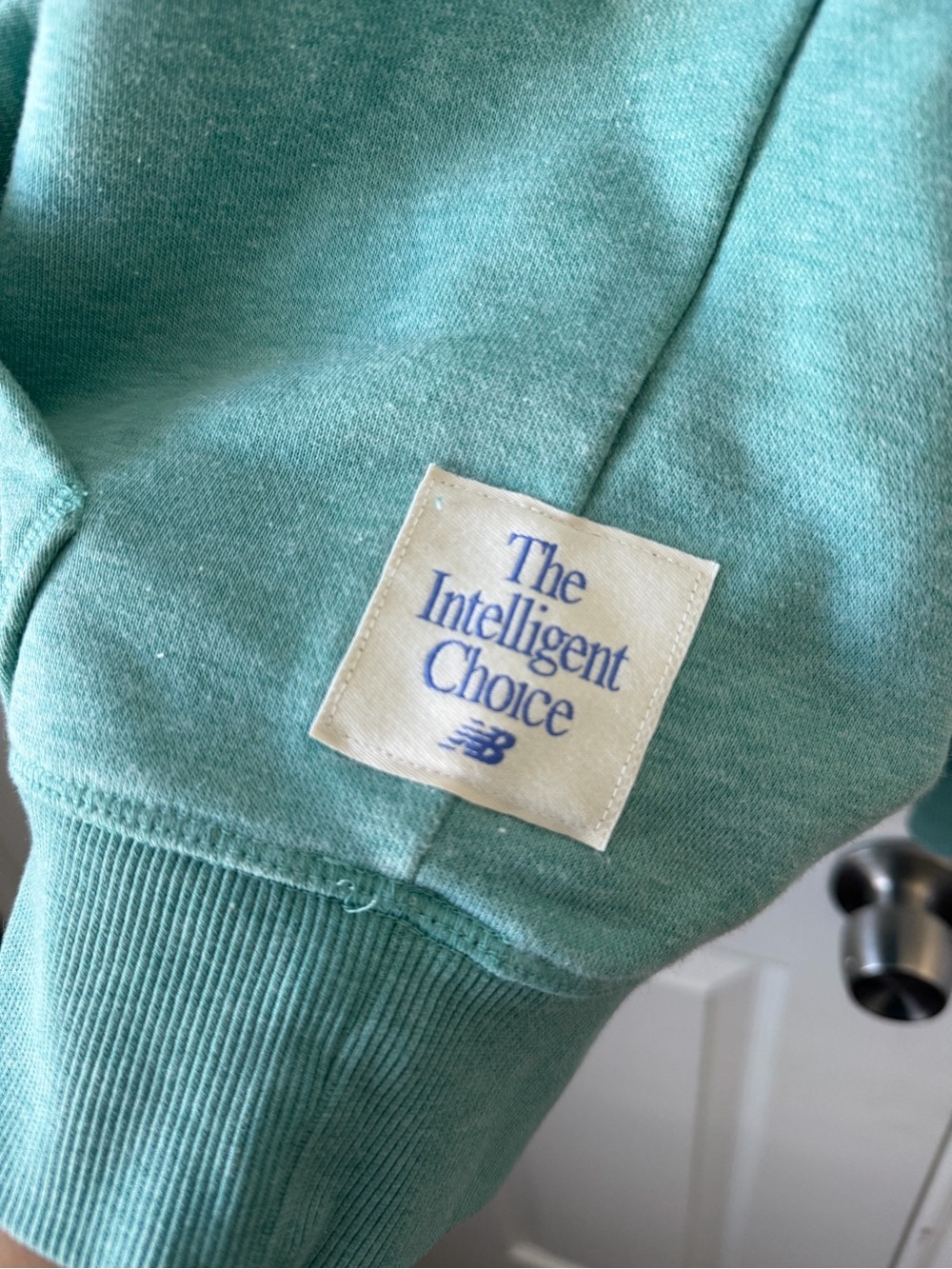 New Balance The Intelligent Choice Hoodie Mint Green Blue Pullover Sweatshirt M - Picture 3 of 7